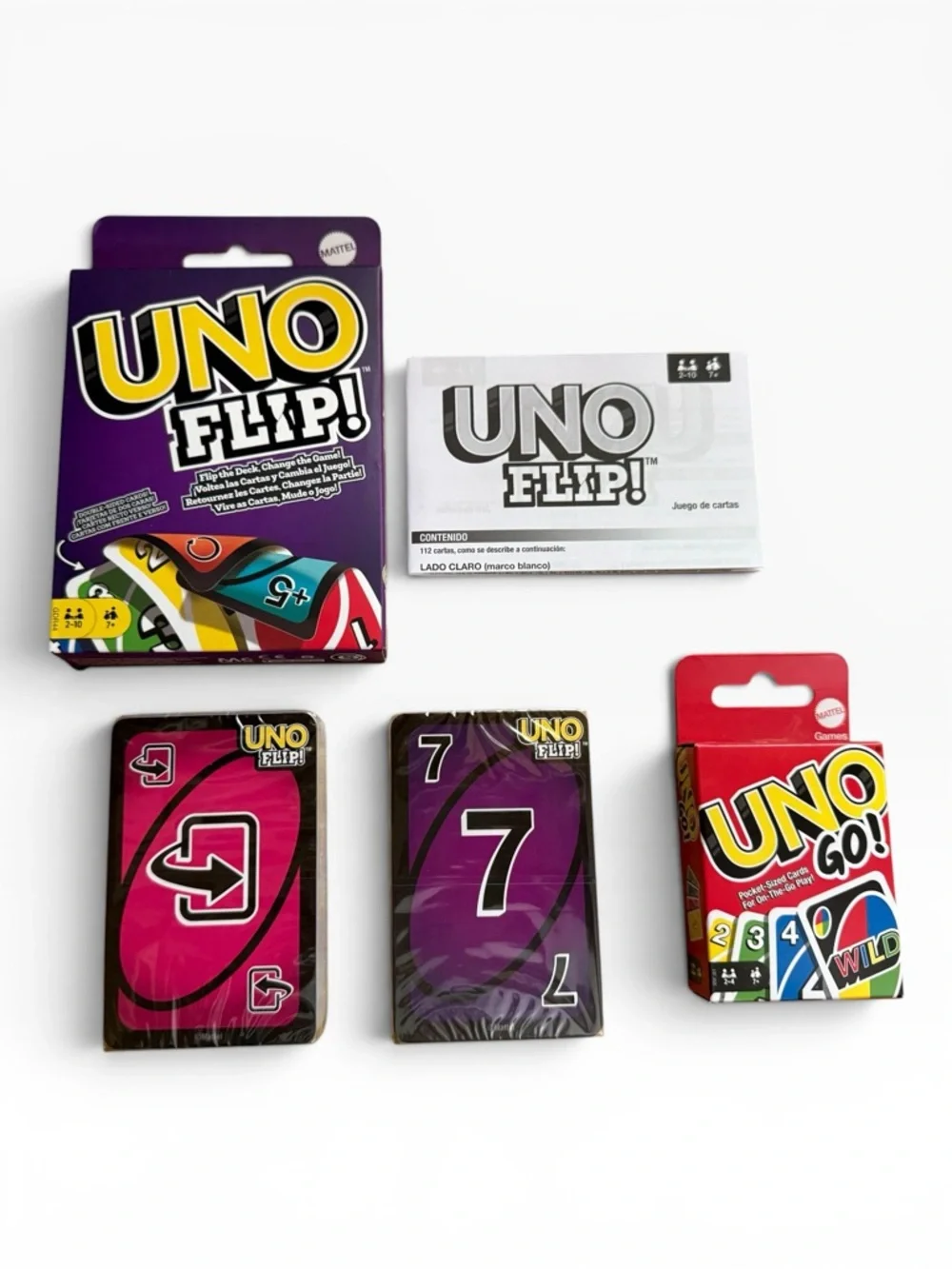 Mattel Games UNO FLIP! Card Game & Mattel UNO GO Pocket Size